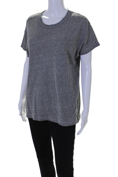 The Great Womens Short Sleeve Round Neck Pullover Casual Top Gray Size 1