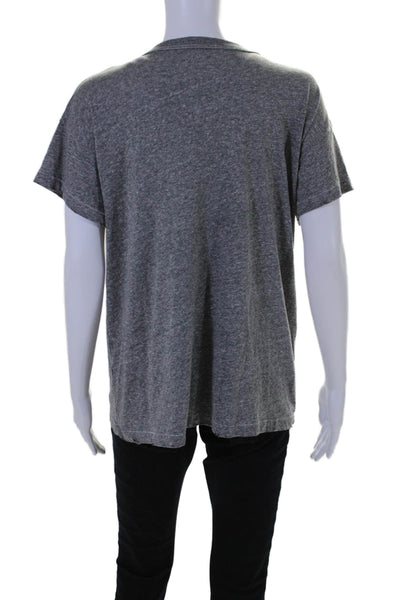 The Great Womens Short Sleeve Round Neck Pullover Casual Top Gray Size 1