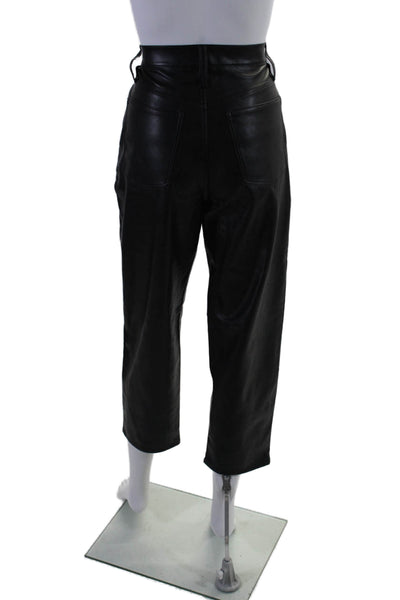 Madewell Womens Faux Leather Button Zip Straight Leg Lined Pants Black Size EUR