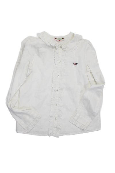 Bonpoint Girls Cotton Embroidered Button Down Long Sleeve Blouse White Size 12