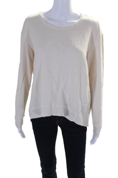 Wilt Womens Cotton Long Sleeve Crewneck Relaxed Fit  T shirt Beige Size XS