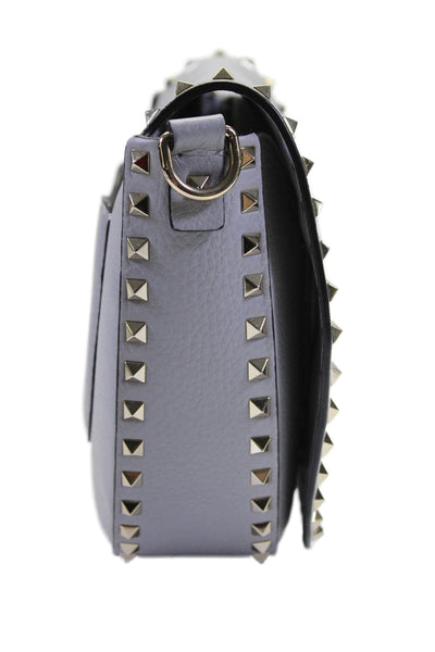 Valentino Garavani Womens Light Gray Rockstud Half Moon Crossbody Bag Handbag