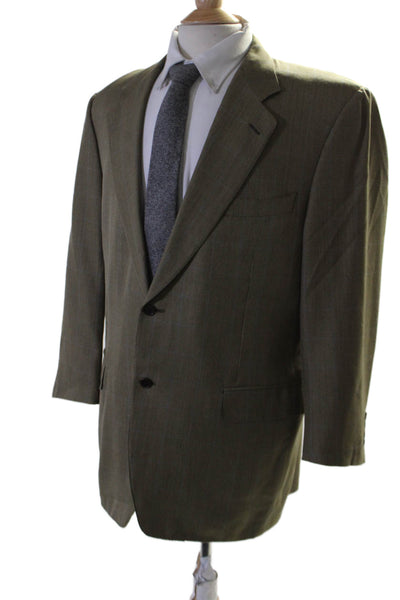 Canali Mens Silk Blend Two Button Blazer Jacket Brown Size EUR 54 Regular