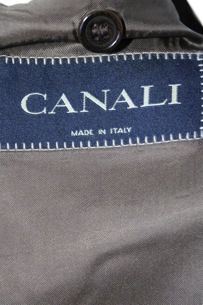 Canali Mens Silk Blend Two Button Blazer Jacket Brown Size EUR 54 Regular