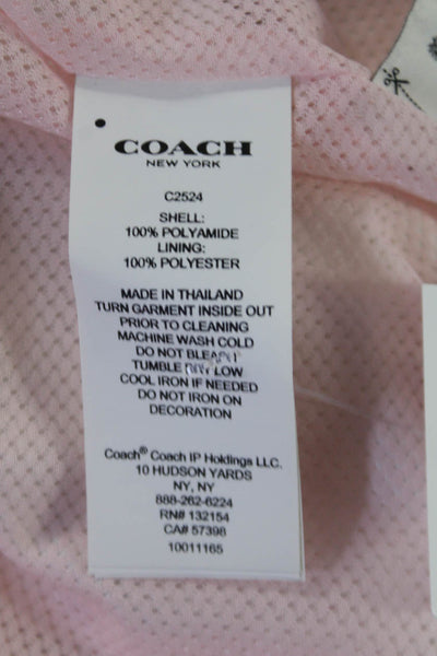 Coach Womens Full Zipper High Neck Windbreaker Jacket Pink White Size Small