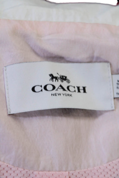 Coach Womens Full Zipper High Neck Windbreaker Jacket Pink White Size Small