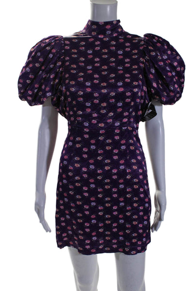 ROTATE Women;s Round Neck Short Sleeves Fitted Mini Dress Floral Size 36