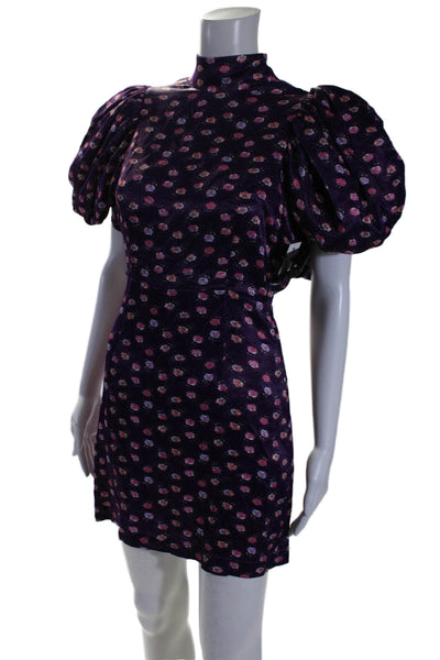 ROTATE Women;s Round Neck Short Sleeves Fitted Mini Dress Floral Size 36