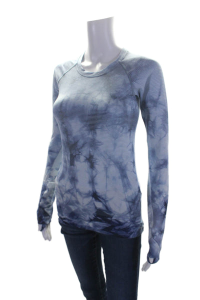 Lululemon Women's Round Neck Long Sleeves Athletic Top Blue Size S