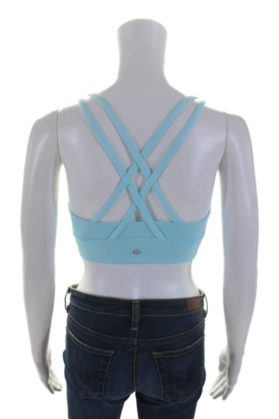 Lululemon Women's Scoop Neck Strappy Back Light Support Sport Bra Blue Size 6