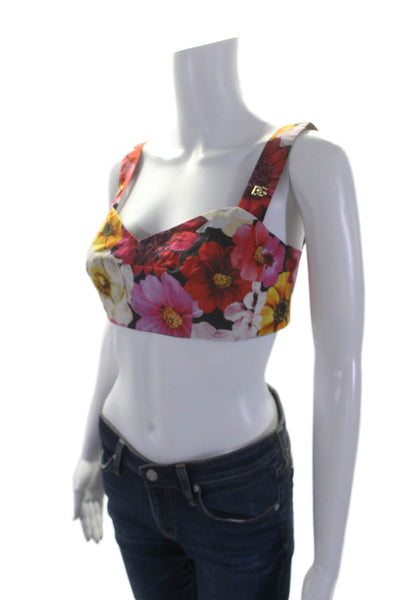 Dolce & Gabbana Women's V-Neck Sleeveless Cotton Cropped Top Floral Size 40