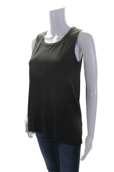 ALALA Women's Round Neck Sleeveless Mesh Trim Tank Top Black Size S