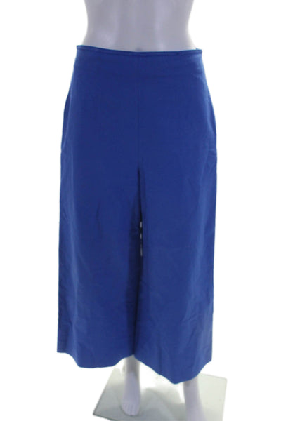 MSGM Womens Zip Pleated Lined Super Wide Leg Crop Pants Blue Size EUR 42