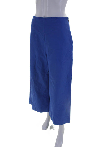 MSGM Womens Zip Pleated Lined Super Wide Leg Crop Pants Blue Size EUR 42