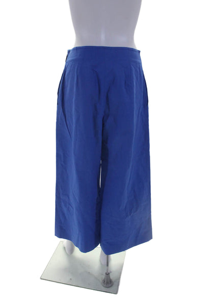 MSGM Womens Zip Pleated Lined Super Wide Leg Crop Pants Blue Size EUR 42