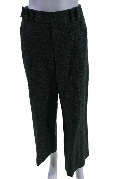 Nanette Lepore Womens Wool Flat Front Mid Rise Straight Leg Pants Green Size 8