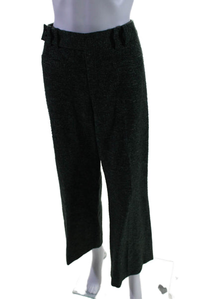 Nanette Lepore Womens Wool Flat Front Mid Rise Straight Leg Pants Green Size 8