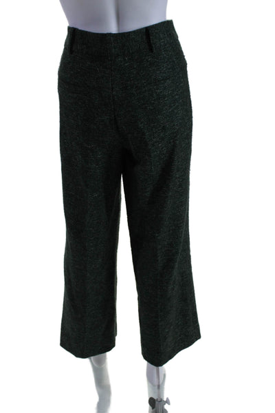 Nanette Lepore Womens Wool Flat Front Mid Rise Straight Leg Pants Green Size 8