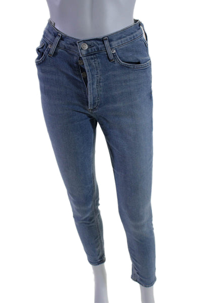 Agolde Womens Cotton Five Pocket Button Fly Mid-Rise Skinny Jeans Blue Size 25