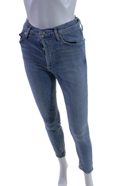 Agolde Womens Cotton Five Pocket Button Fly Mid-Rise Skinny Jeans Blue Size 25