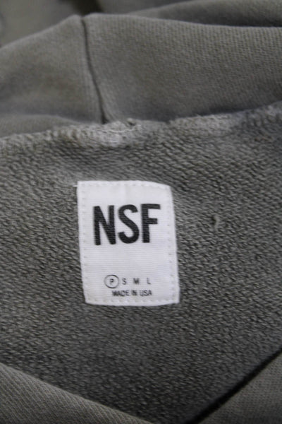 NSF Womens Cotton Distressed Front Pocket Long Sleeve Hoodie Gray Size P