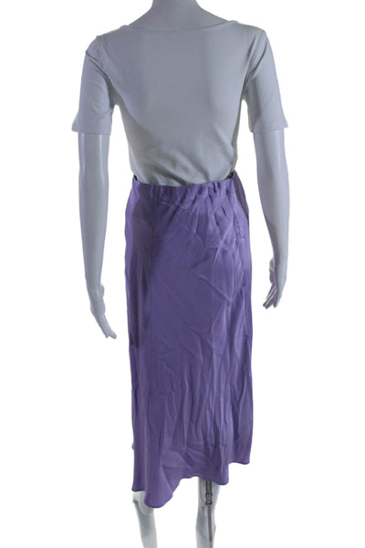 L'Agence Womens Elastic Waist Satin Midi Boas Skirt Purple Size S