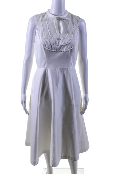 Ted Baker Womens Cotton Scallop Trim Sleeveless A Line Dress White Size 2