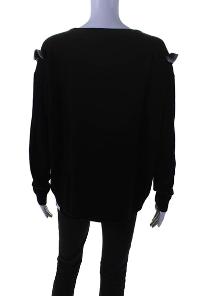 Label + Thread Womens Cashmere V Neck Long Sleeves Sweater Black Size Medium