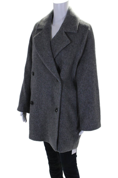 Jenni Kayne Womens Double Breasted Notched Lapel Coat Gray Wool Size Extra Small