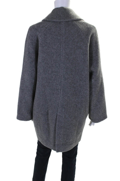 Jenni Kayne Womens Double Breasted Notched Lapel Coat Gray Wool Size Extra Small