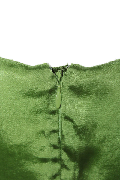 Prada Womens Pleated Long Sleeve Boat Neck Blouse Green Size 42