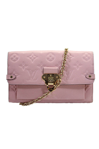 Louis Vuitton Womens Monogram Leather Empreinte Vavin Wallet On Chain Pink