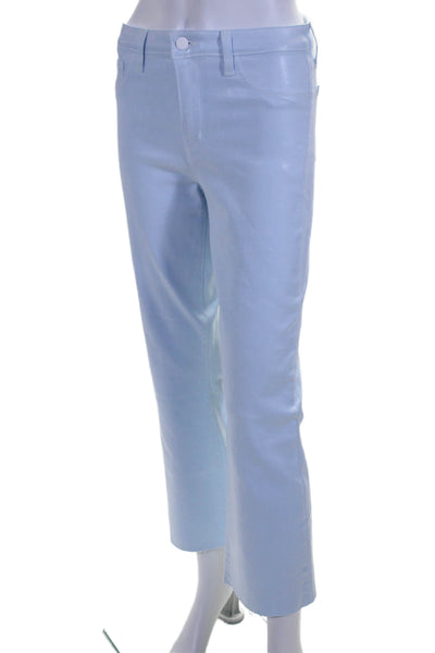 L'Agence Womens Faux Leather Kendra High Rise Bootcut Pants Blue Size EUR 27