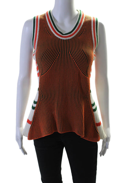 Missoni Womens Cotton Geometric Striped Sleeveless Colorblock Sweater Size 42