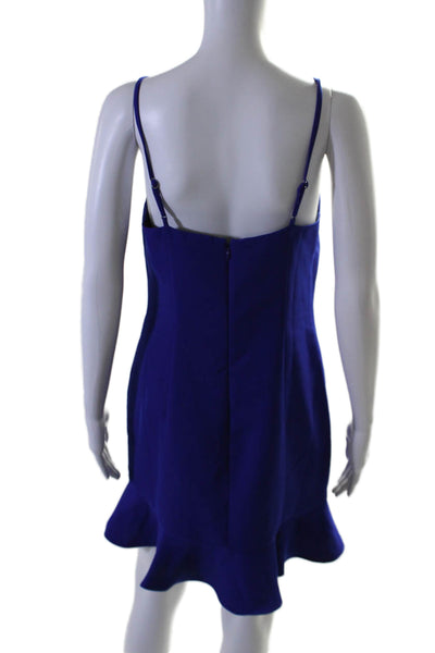 Lovers + Friends Womens Back Zip Spaghetti Strap Ruffled Mini Dress Blue Medium