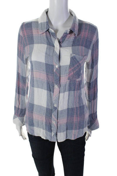 Rails Womens Checked Button Up Collared Long Sleeved Colorblock Shirt Size XS