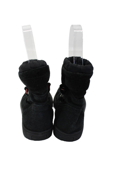 Moncler Kids Textured Platform Lace Up Snow Snow Booties Black Size EUR 30