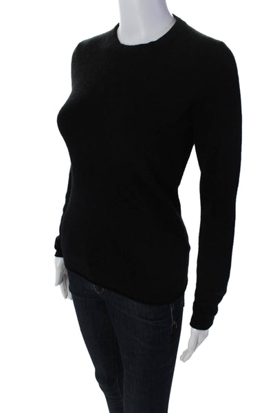 J Crew Womens Cashmere Round Neck Long Sleeve Crop Hem Sweater Black Size S