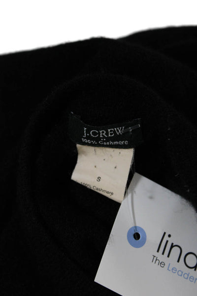 J Crew Womens Cashmere Round Neck Long Sleeve Crop Hem Sweater Black Size S