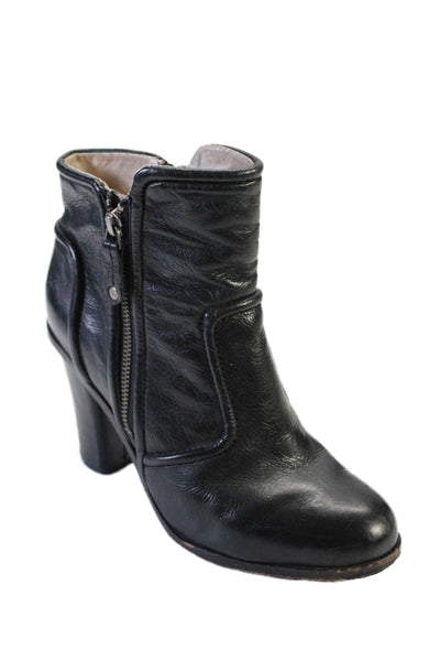 The Frye Company Womens Leather Round Toe Zip Up Ankle Boots Black Size 7.5M