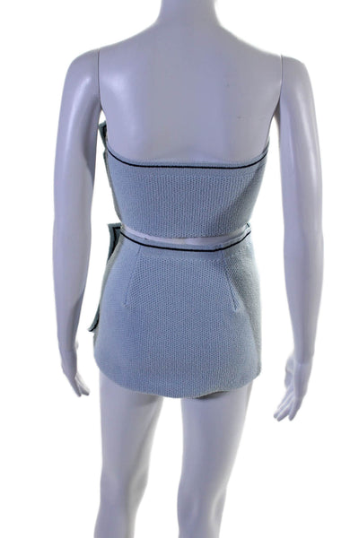 Jacquemus Womens Knit Cropped Bandeau Top + Mini Skirt Set Blue Size S 34