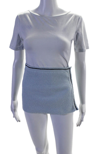 Jacquemus Womens Knit Cropped Bandeau Top + Mini Skirt Set Blue Size S 34