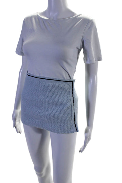 Jacquemus Womens Knit Cropped Bandeau Top + Mini Skirt Set Blue Size S 34