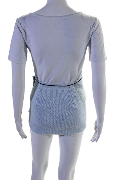 Jacquemus Womens Knit Cropped Bandeau Top + Mini Skirt Set Blue Size S 34