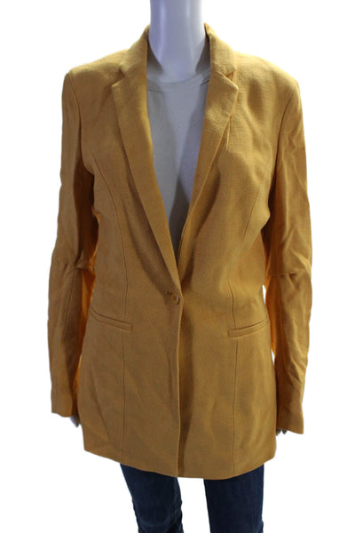 Jacquemus Womens Notch Collar Button Up Mid-Length Blazer Jacket Orange Size 40