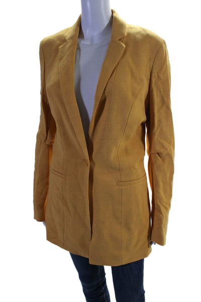 Jacquemus Womens Notch Collar Button Up Mid-Length Blazer Jacket Orange Size 40