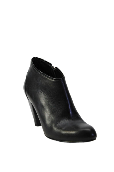 Cole Haan Womens Leather Zip Up Almond Toe Cone Heel Booties Black Size 7.5