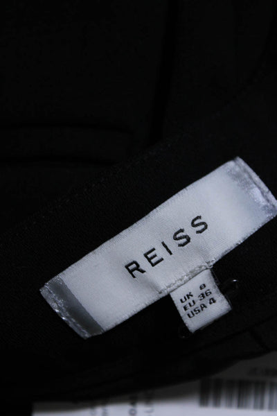 Reiss Womens High Rise Zip Up Straight Leg Cropped Dress Pants Black Size 4