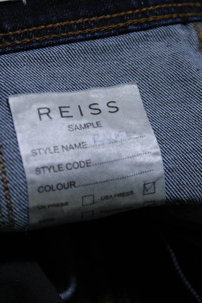 Reiss Womens High Rise Zip Up Wide Leg Raven Jeans Blue Cotton Size 28