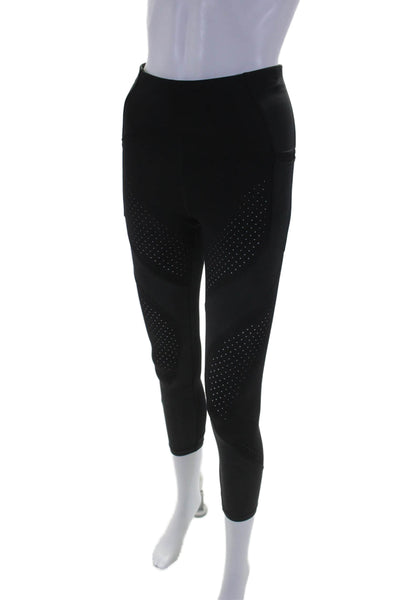 Lululemon Womens Textured Lined Fitted Mesh Bottom Leggings Black Size 6